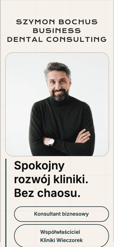 Strona Szymona Bochusa na telefonie: nazwisko, portret i opis roli konsultanta ułożone pionowo