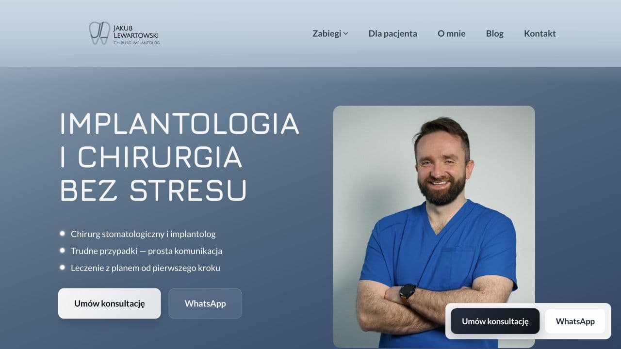 Strona internetowa Jakuba Lewartowskiego — realizacja NIENARAZ