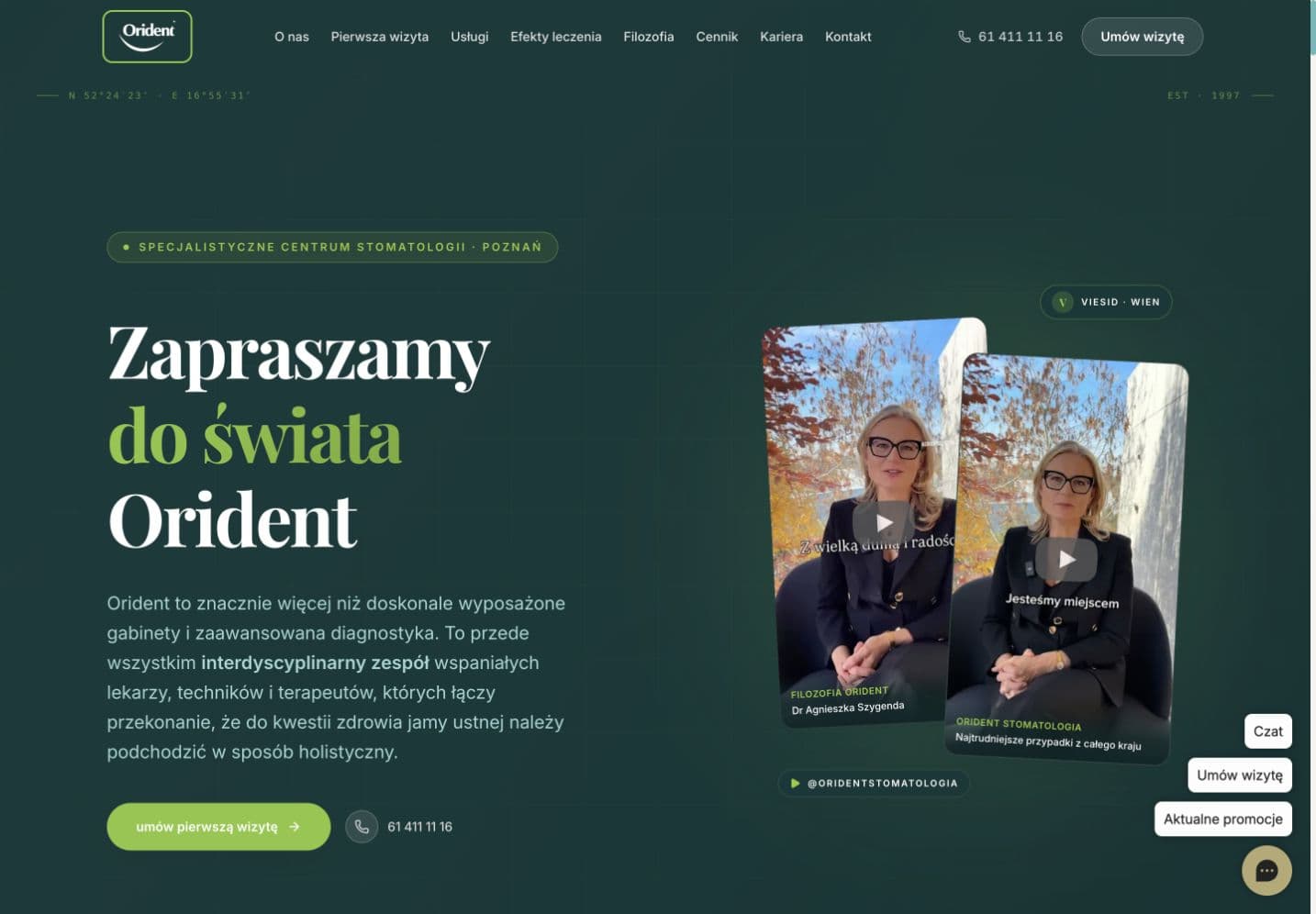 Strona internetowa Orident — realizacja NIENARAZ